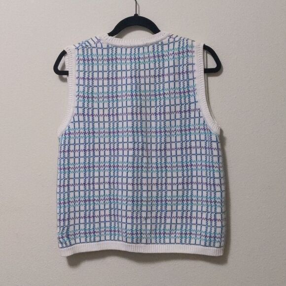 Marsh Landing Purple and Blue Plaid Sweater Vest - Picture 5 of 5